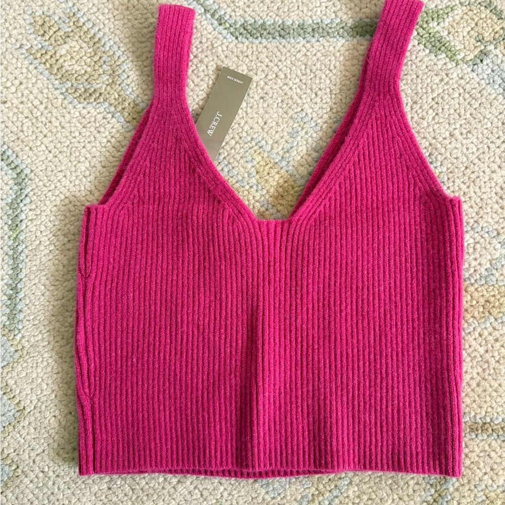 NWT J Crew Cashmere Cropped Ribbed Sweater Tank in Rose